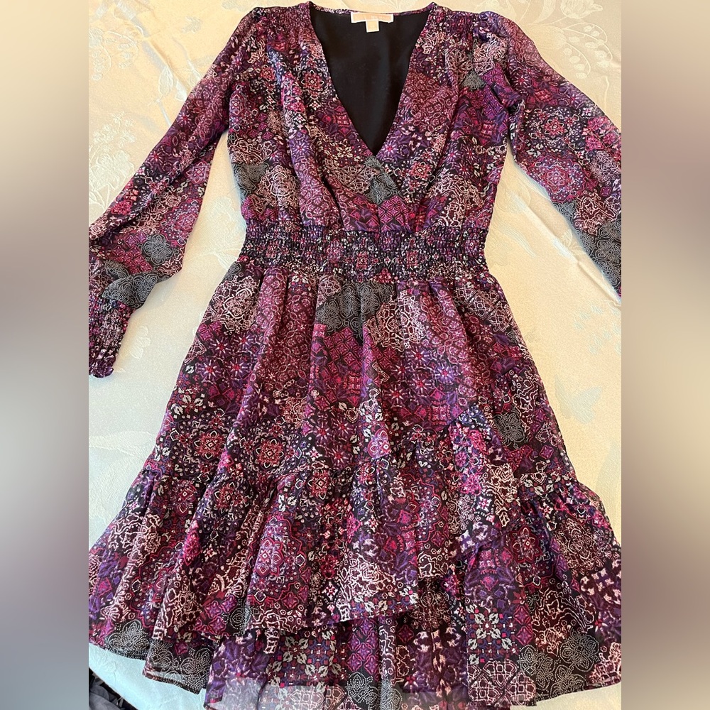 Michael Kors Patchwork Georgette Smock-Waist Faux… - image 3